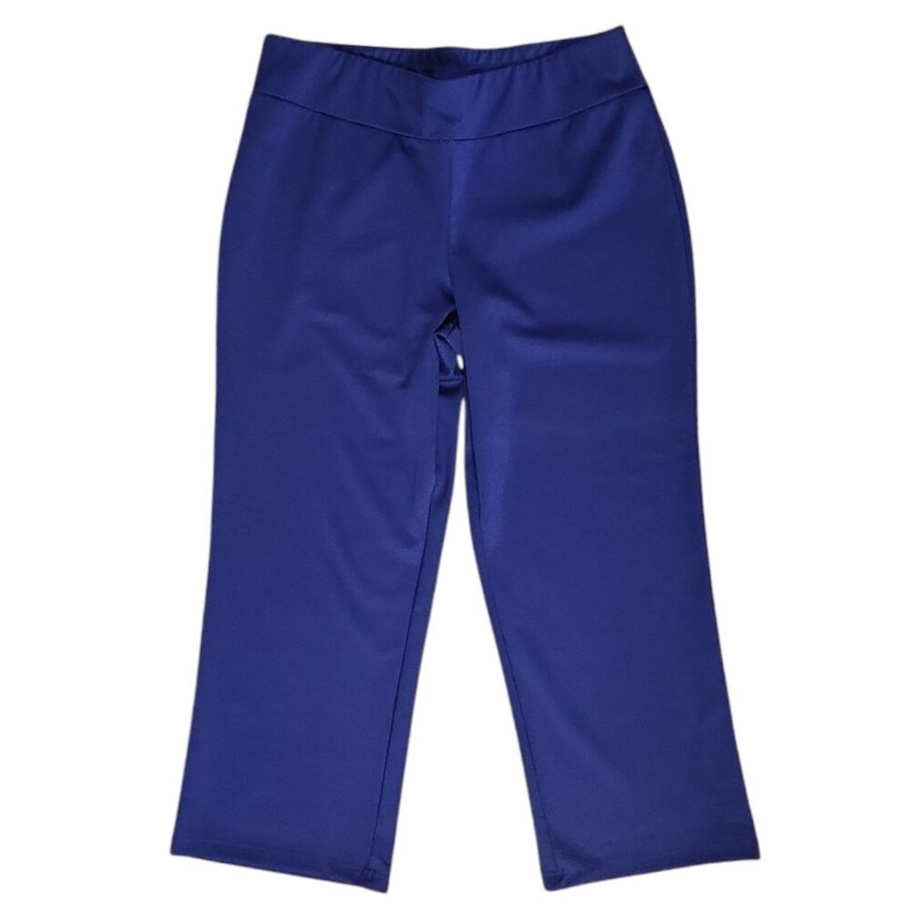 Bob Mackie Pants Womens LP‎ Large Petite Blue Pull On Pontichine Straight Leg